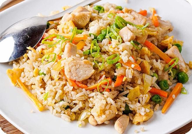 Fried Rice with Chicken and Salad