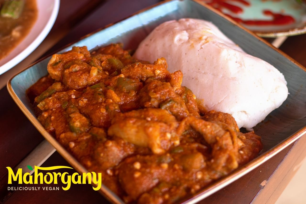 Vegan Banku and Okro stew