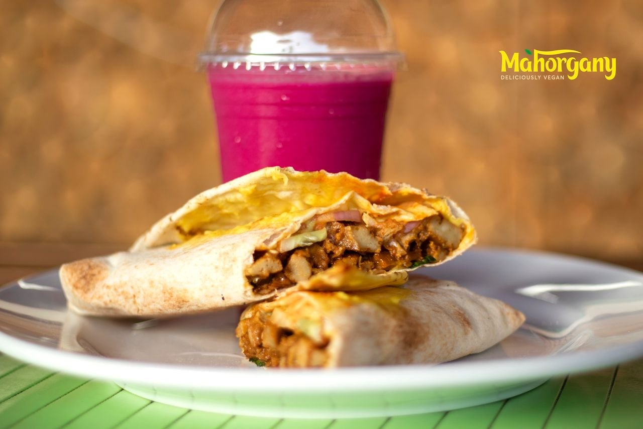 Seitan shawarma in Pita bread